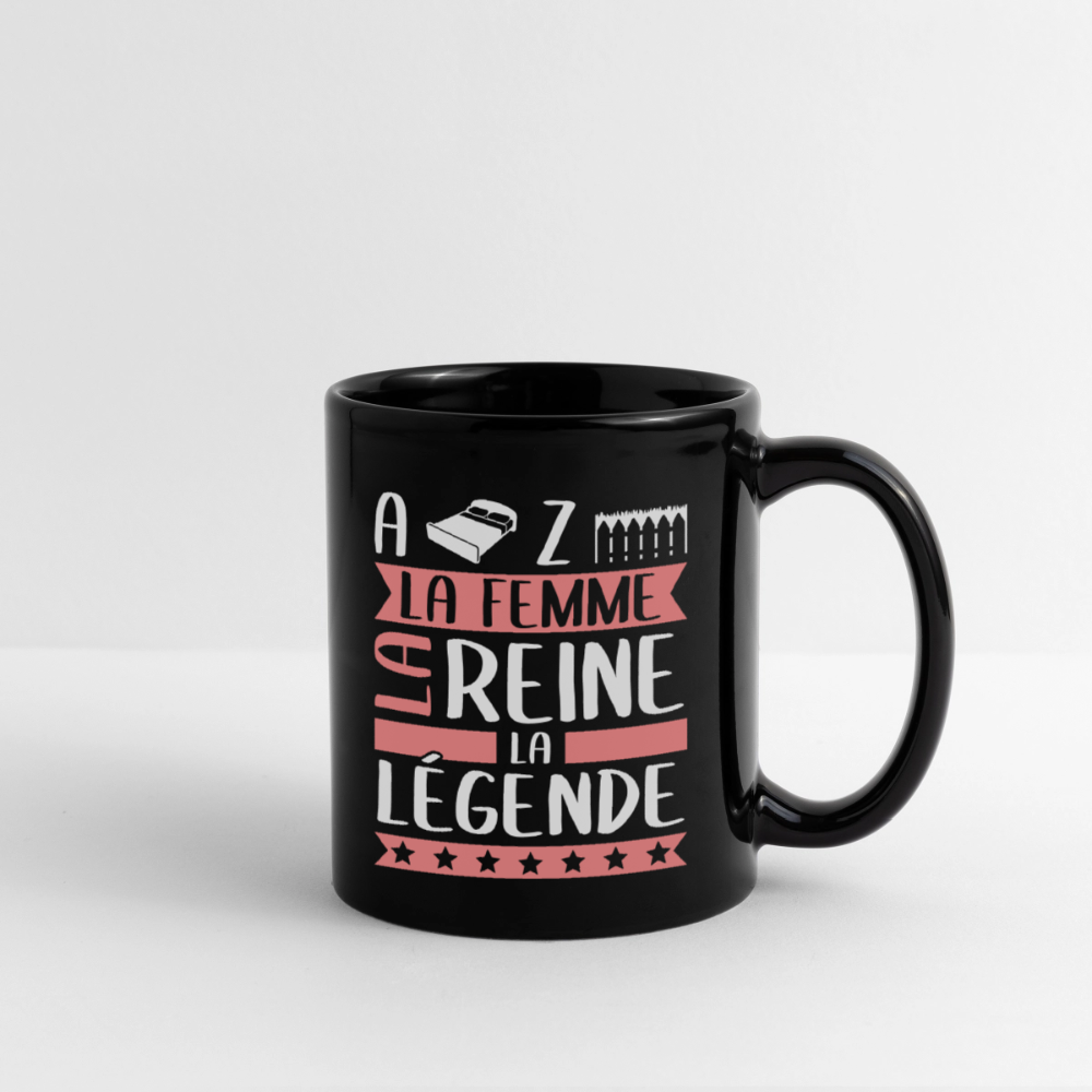 Mug uni Alizée rébus – La femme, la reine, la légende - noir
