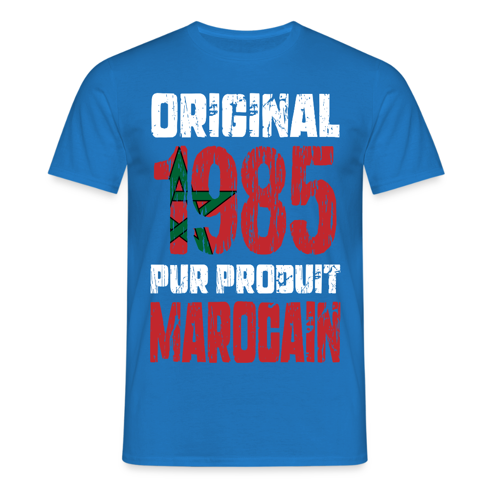 T-shirt Homme - Anniversaire 40 Ans - Original 1985 - Pur produit Marocain - bleu royal