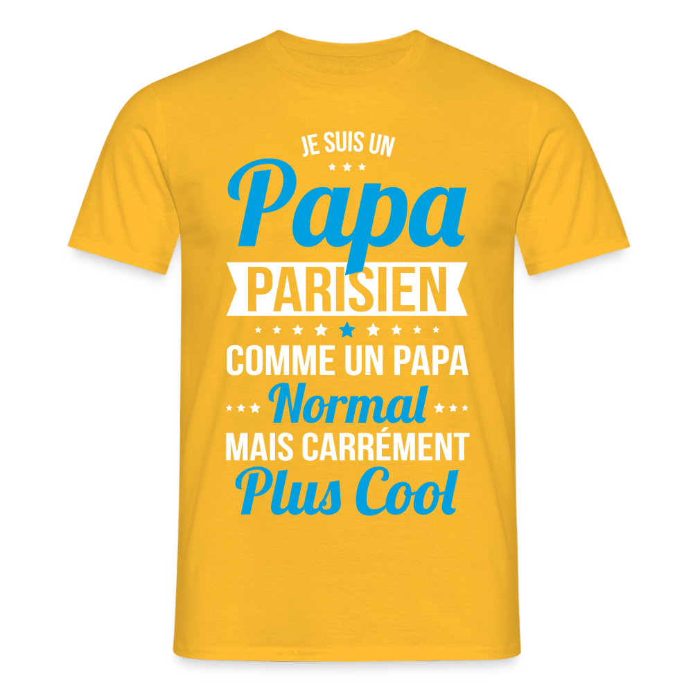 T-shirt Homme - Papa Parisien Plus Cool - jaune