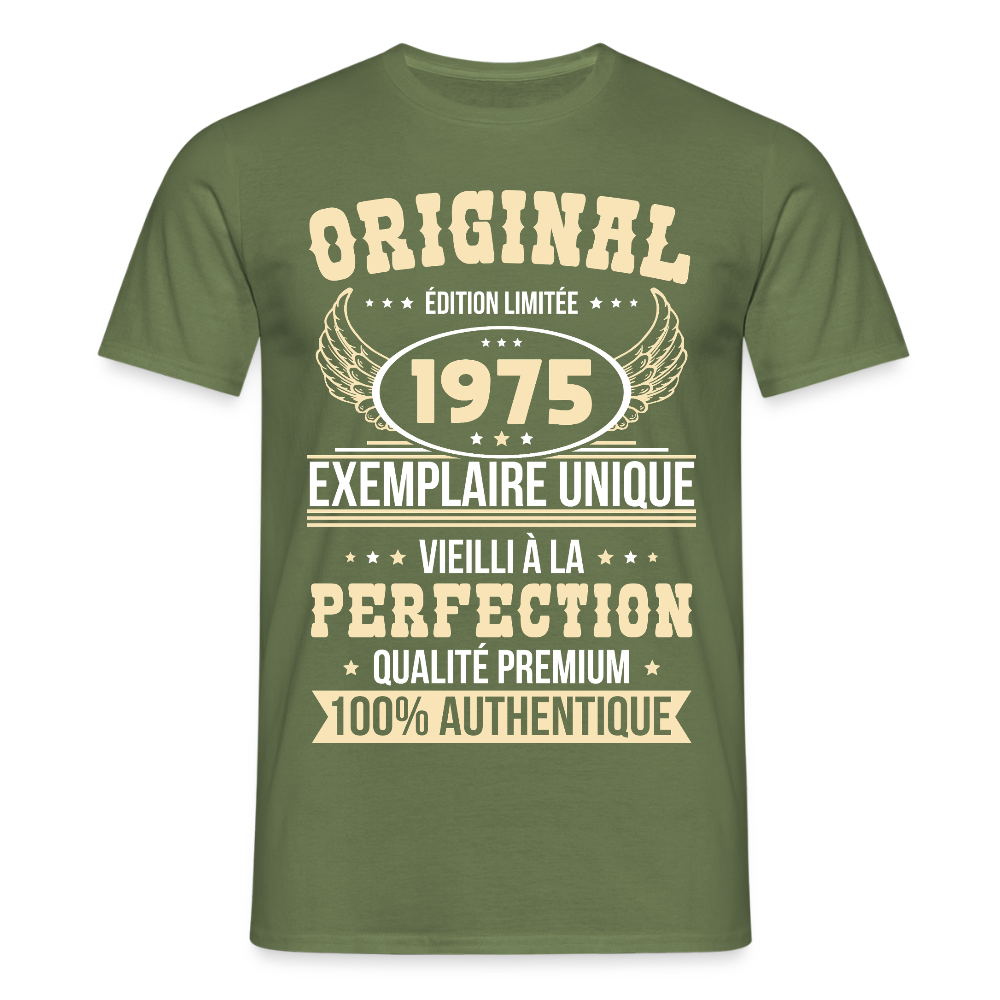 T-shirt Homme - Anniversaire 50 Ans - Original 1975 - vert militaire