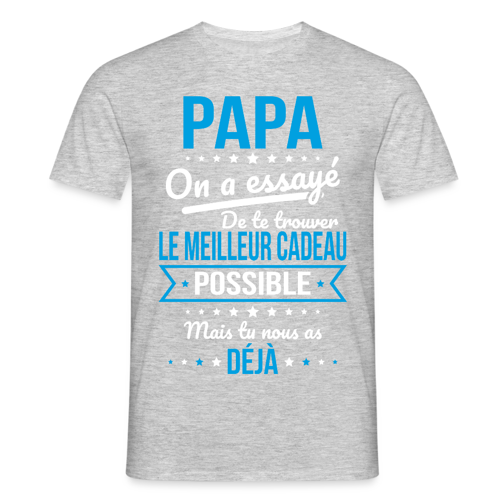 T-shirt Homme - Papa Cadeau Humour - gris chiné