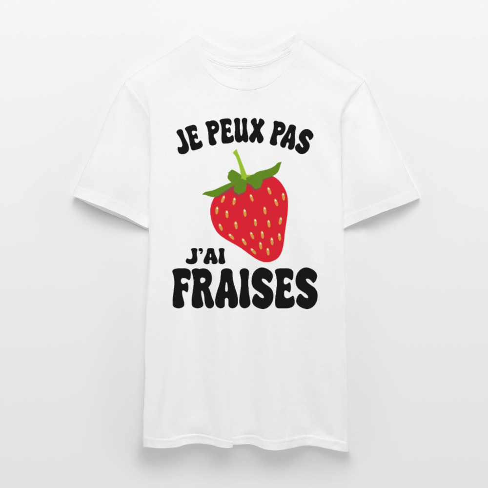 T-shirt Homme - Je peux pas j'ai fraises - blanc