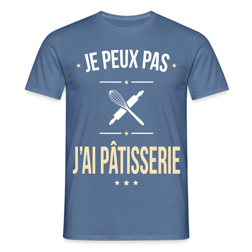 T-shirt Homme - Je peux pas j'ai Pâtisserie - bleu pigeon