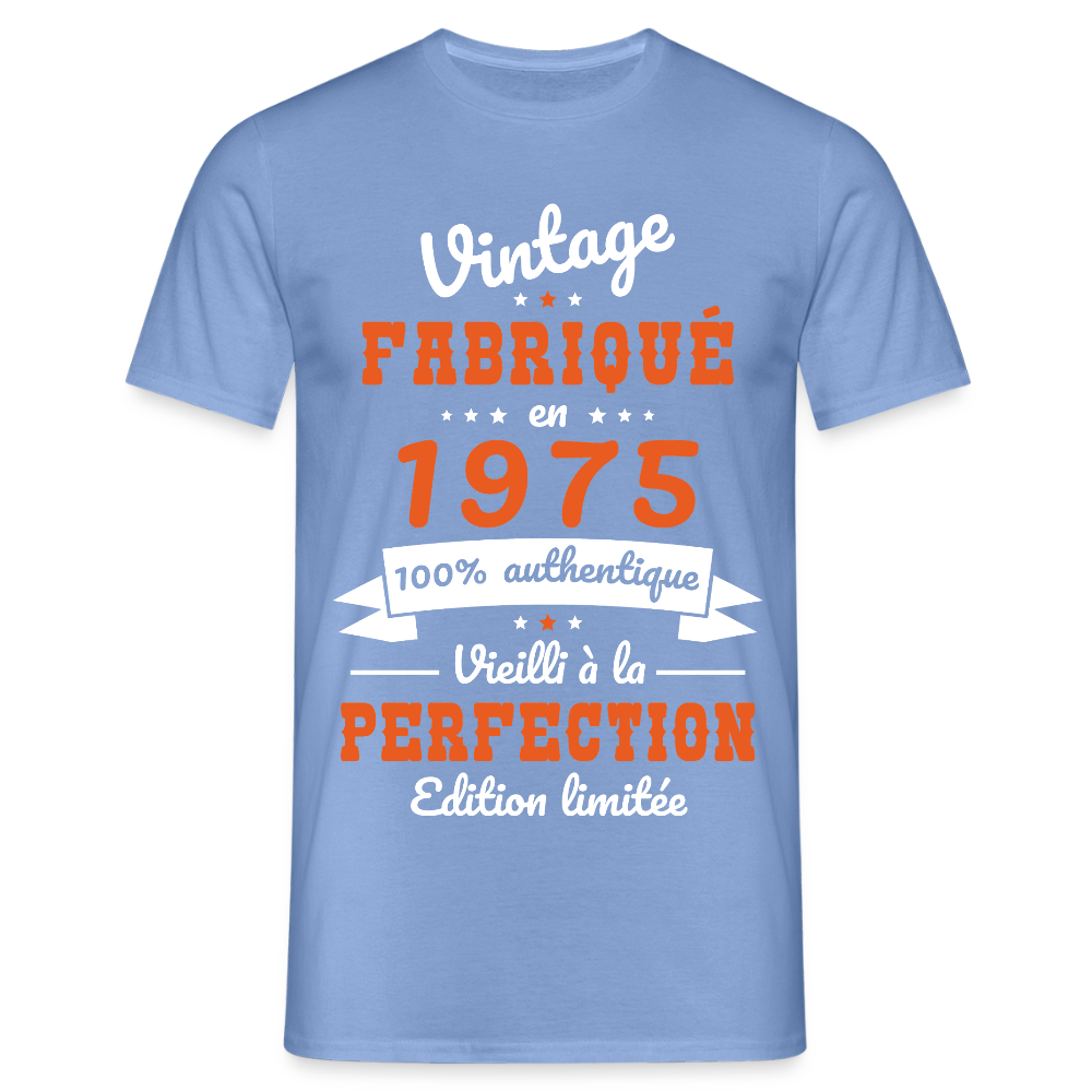 T-shirt Homme - Anniversaire 50 Ans - Vintage fabriqué en 1975 - carolina blue