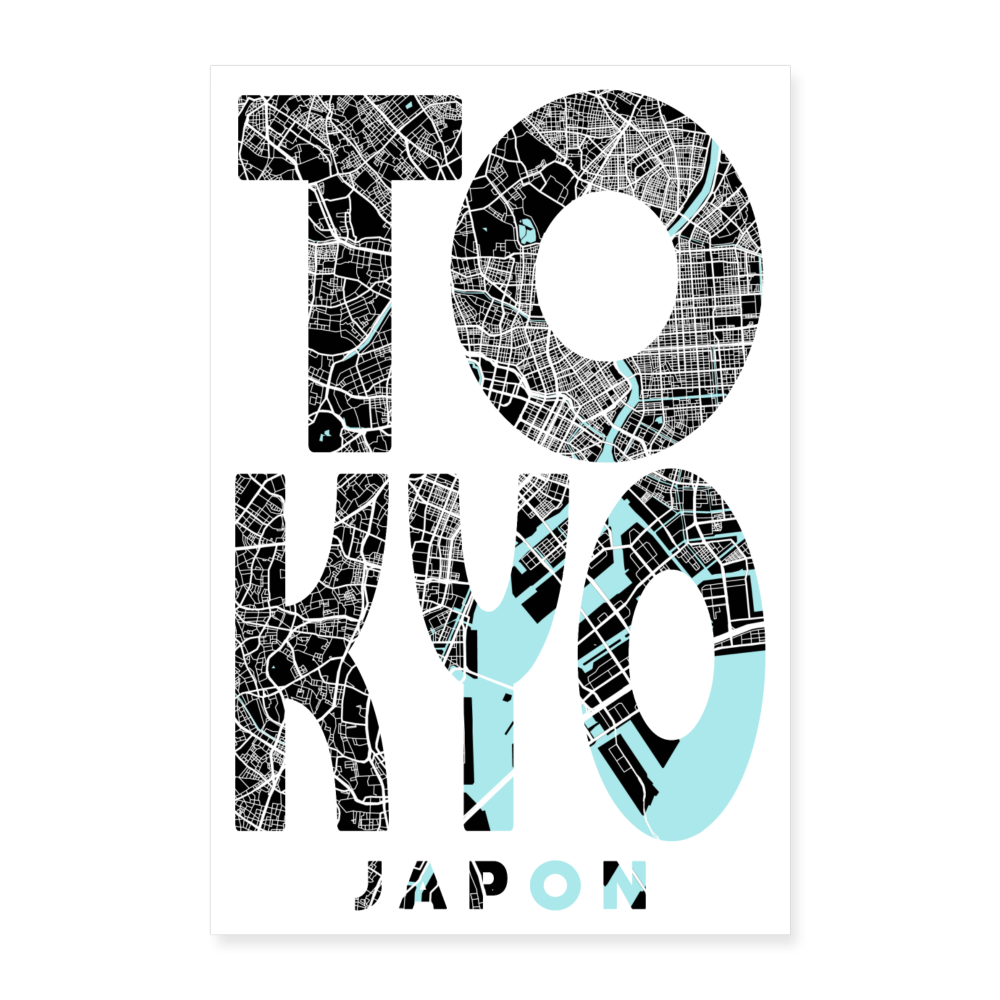 Poster Tokyo - Plan Tokyo - 40 x 60 cm - blanc
