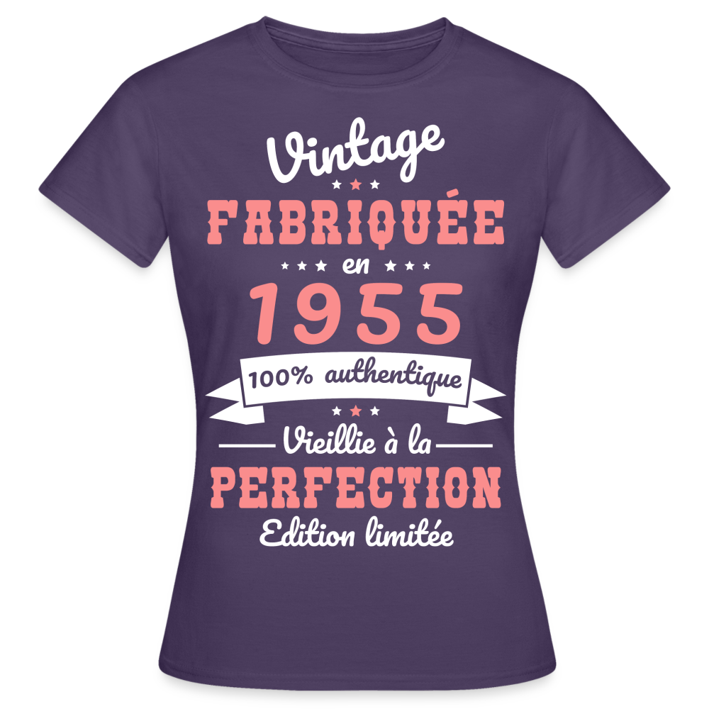 T-shirt Femme - Anniversaire 70 Ans - Vintage fabriquée en 1955 - violet foncé