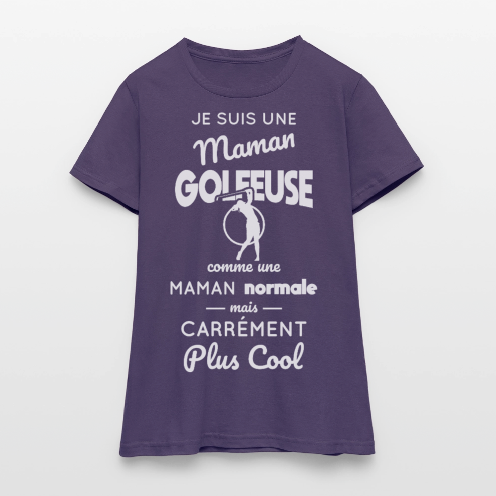 T-shirt Femme - Maman golfeuse plus cool - violet foncé