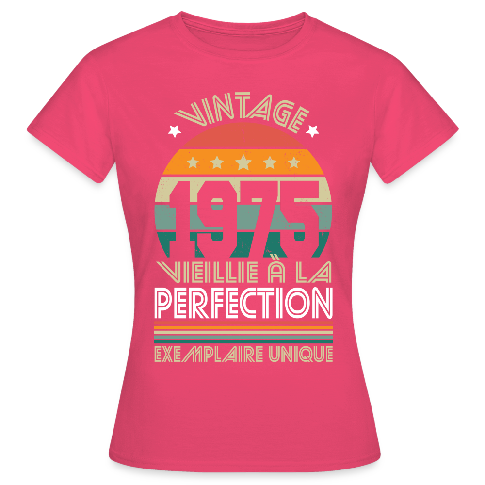 T-shirt Femme - Anniversaire 50 Ans - Vintage 1975 - rose azalée