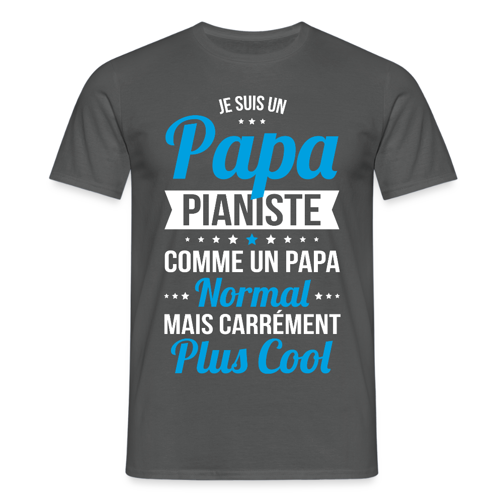 T-shirt Homme - Papa pianiste plus cool - charbon