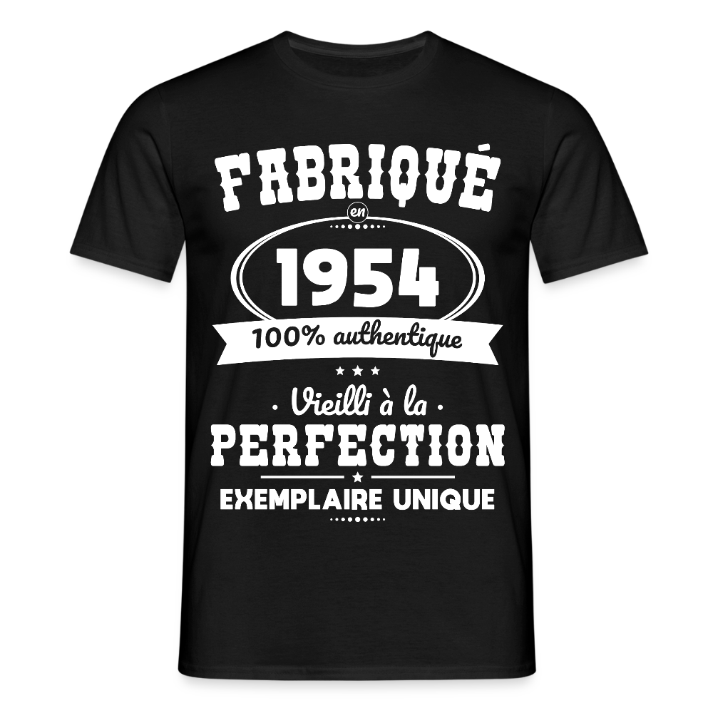 T-shirt Homme - Anniversaire 71 Ans - Fabriqué en 1954 - noir