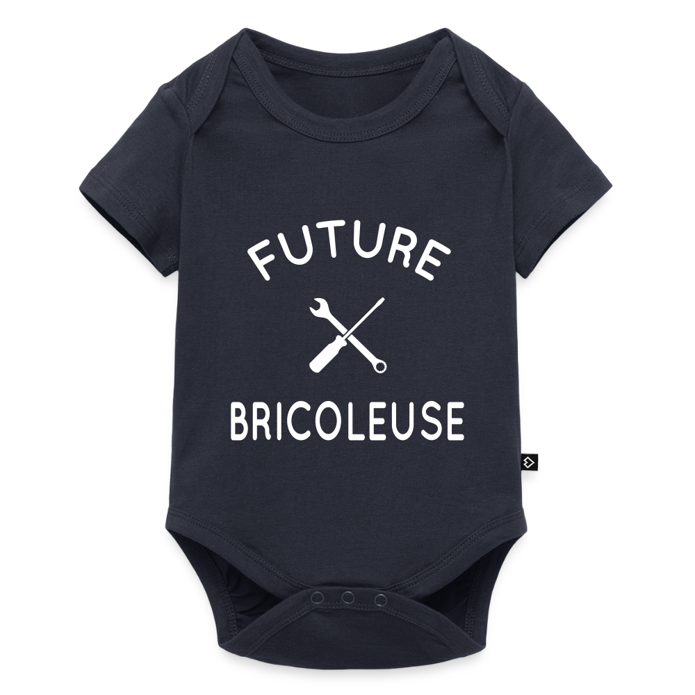Body Bébé bio manches courtes - Future bricoleuse - bleu marine