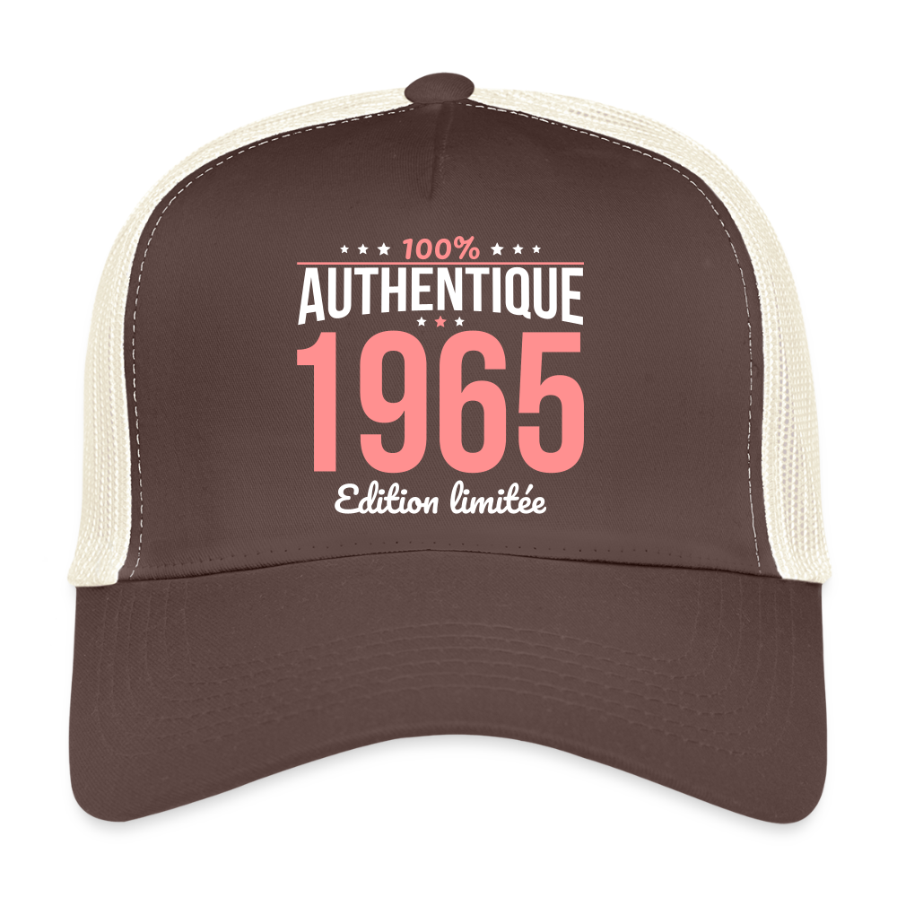 Casquette Trucker - Anniversaire 60 Ans - 100% Authentique 1965 - marron/beige