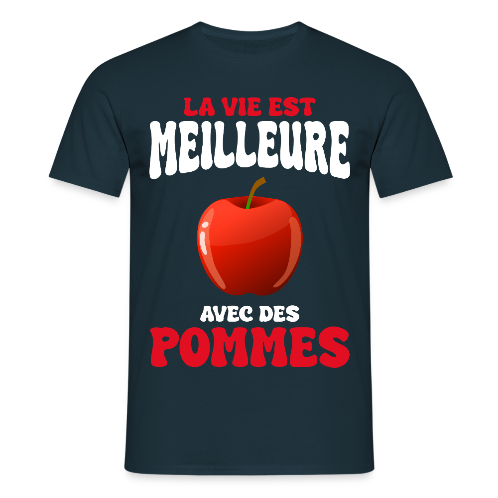 T-shirt Homme - La vie est meilleure avec des pommes - marine