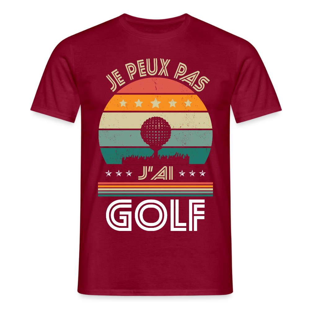 T-shirt Homme - Je peux pas j'ai Golf - rouge brique