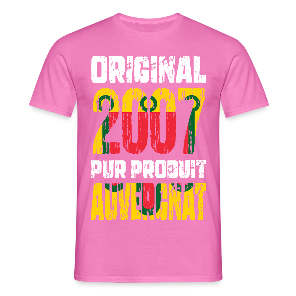 T-shirt Homme - Anniversaire 18 Ans - Original 2007 - Pur produit Auvergnat - rose