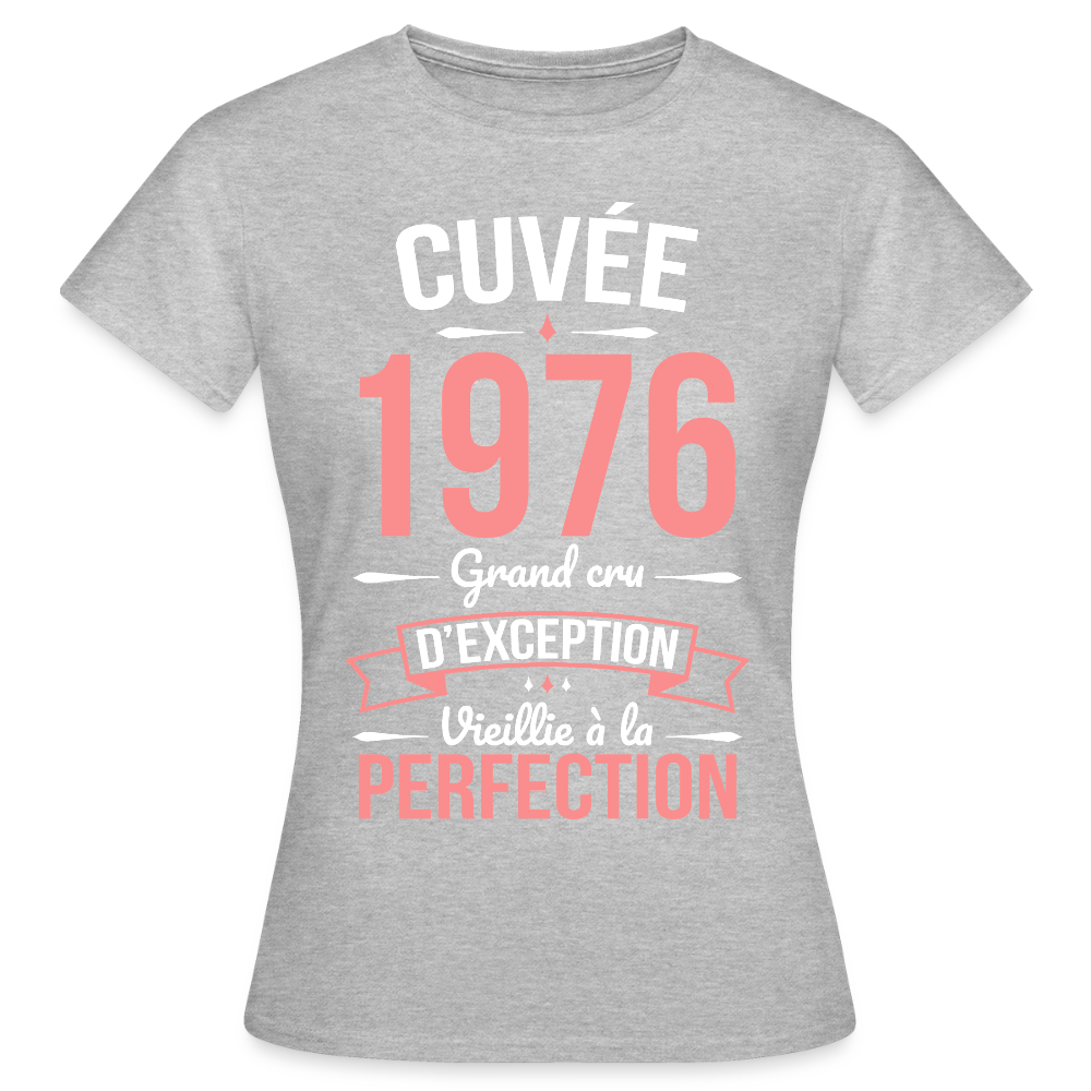 T-shirt anniversaire femme 50 ans – Cuvée 1976, Grand cru d’exception - gris chiné
