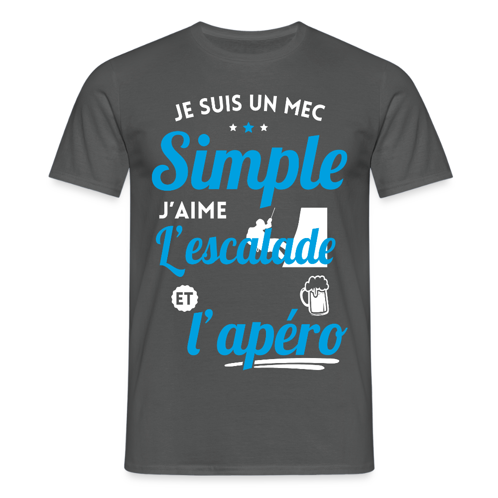 T-shirt Homme - J'aime l'escalade et l'apéro - charbon