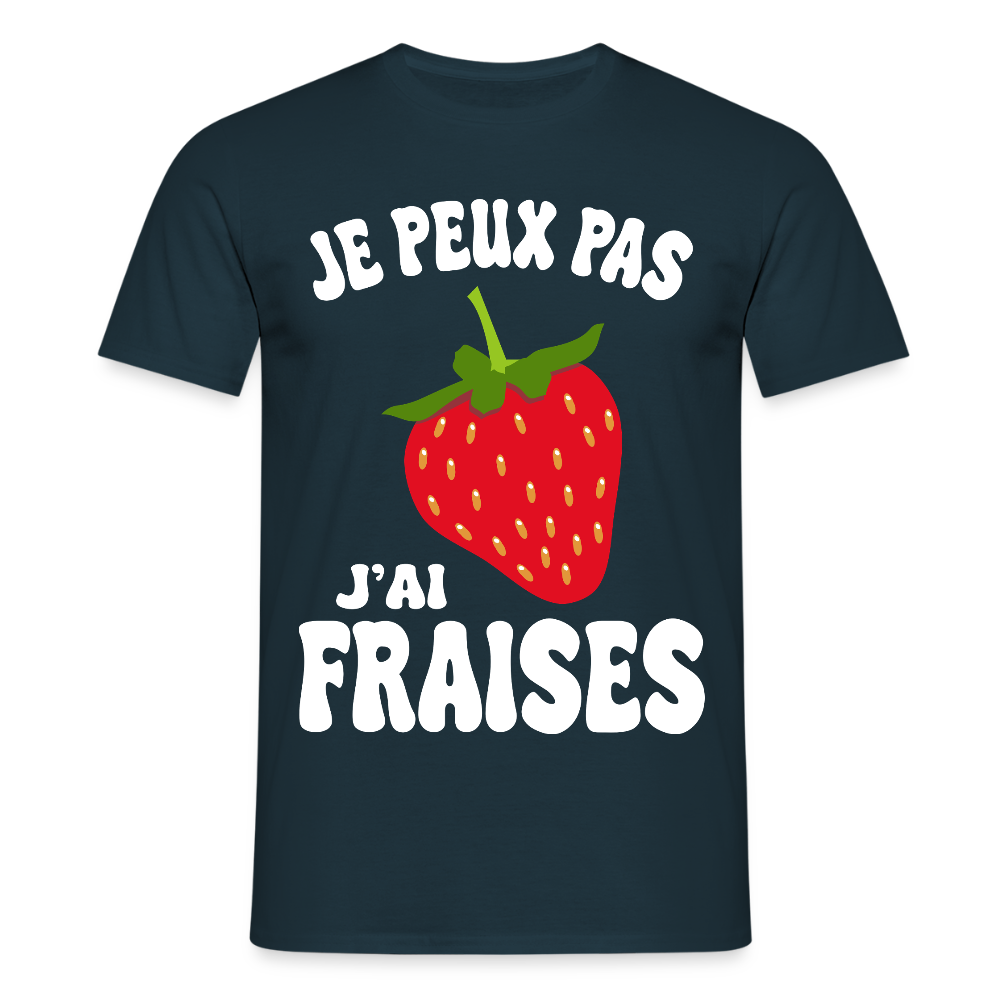 T-shirt Homme - Je peux pas j'ai fraises - marine