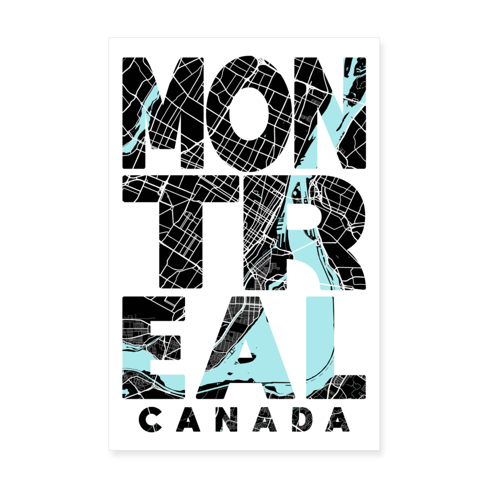 Poster Montréal - Plan Montréal - 20 x 30 cm - blanc