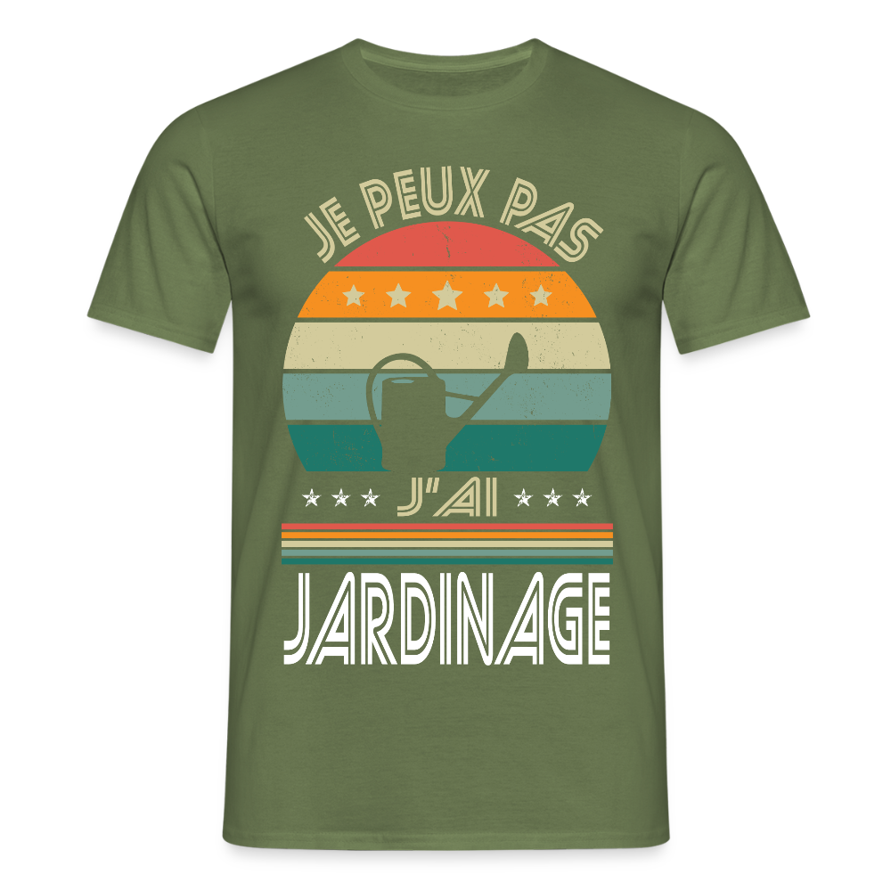 T-shirt Homme - Je peux pas j'ai Jardinage - vert militaire