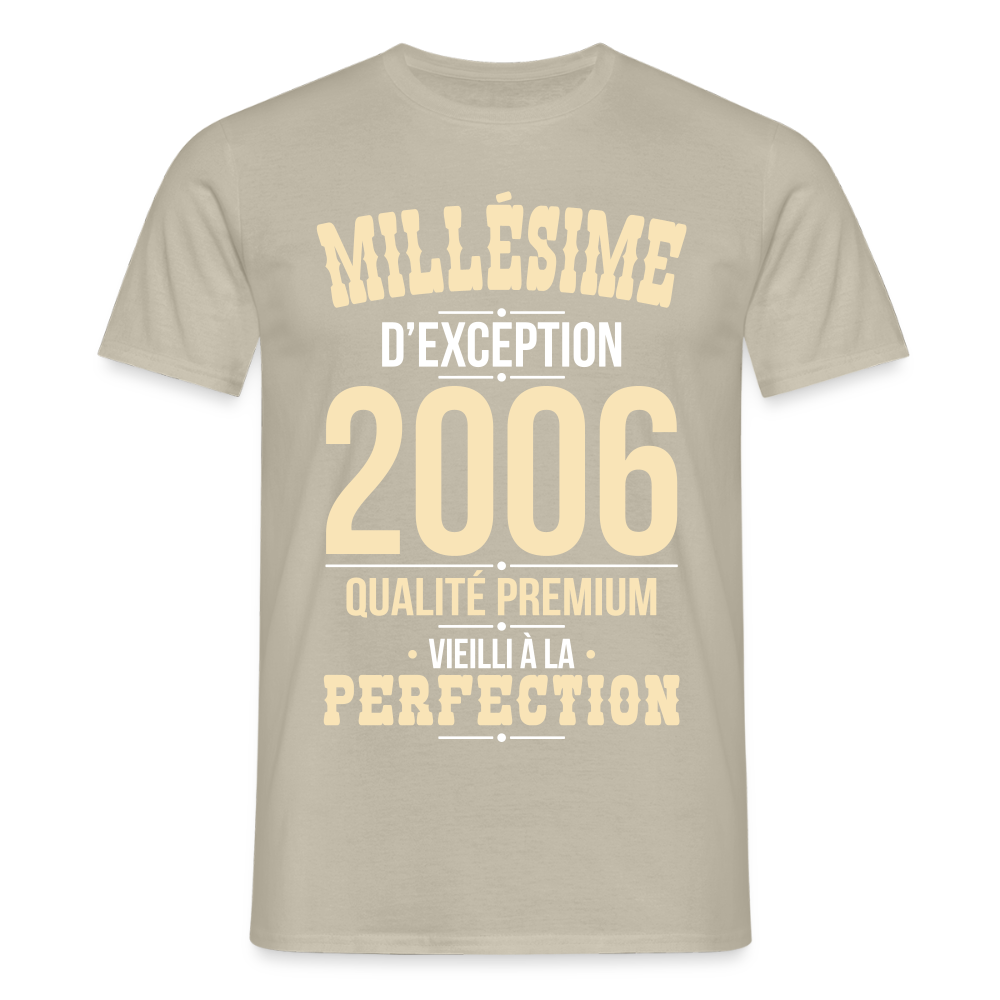 T-shirt Homme - Anniversaire 19 Ans - Millésime 2006 - beige sable