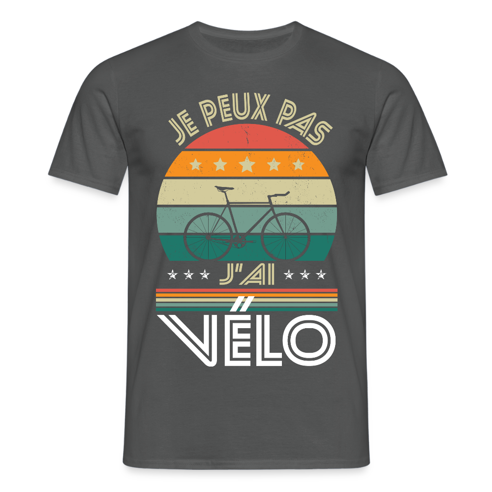 T-shirt Homme - Je peux pas j'ai Vélo - charbon