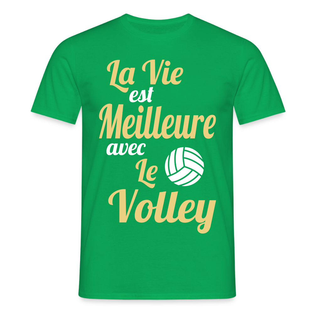 T-shirt Homme - La vie est meilleure avec le Volley - vert