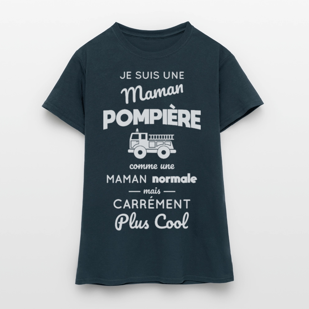 T-shirt Femme - Maman pompière plus cool - marine