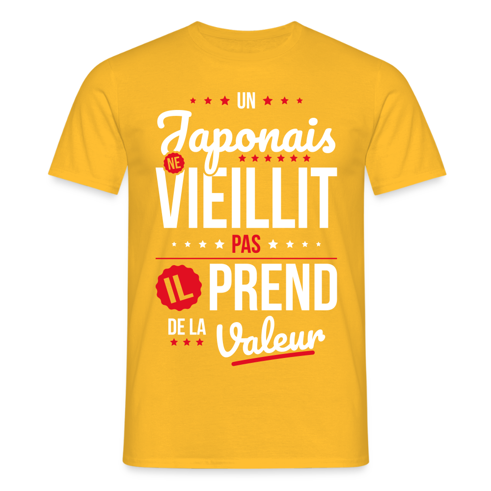 T-shirt Homme - Un Japonais ne vieillit pas - jaune