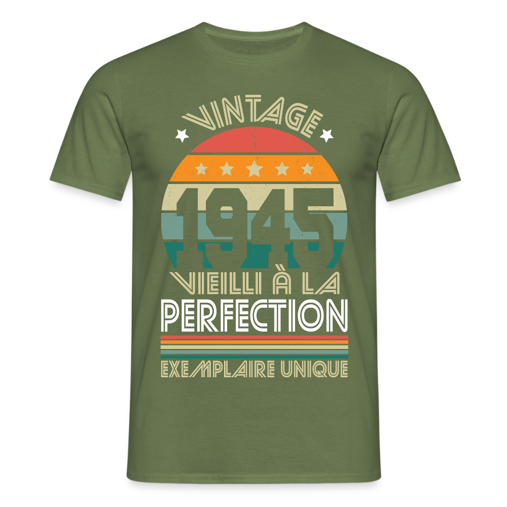 T-shirt Homme - Anniversaire 80 Ans - Vintage 1945 - vert militaire