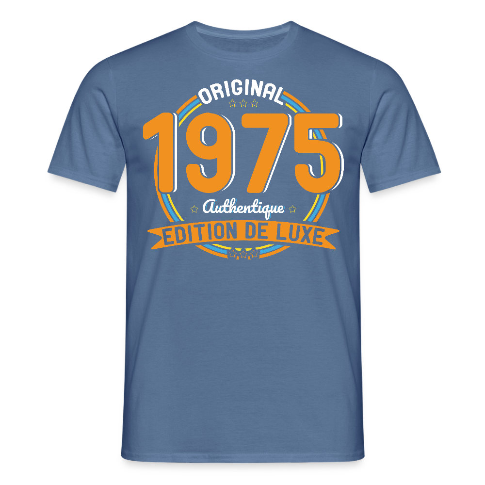 T-shirt Homme - Anniversaire 50 Ans - Original 1975 Authentique - bleu pigeon