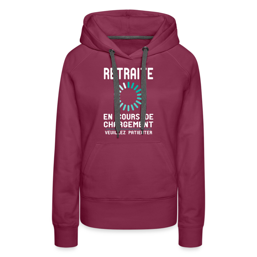 Sweat à capuche Premium Femme - Retraite en cours de chargement - bordeaux