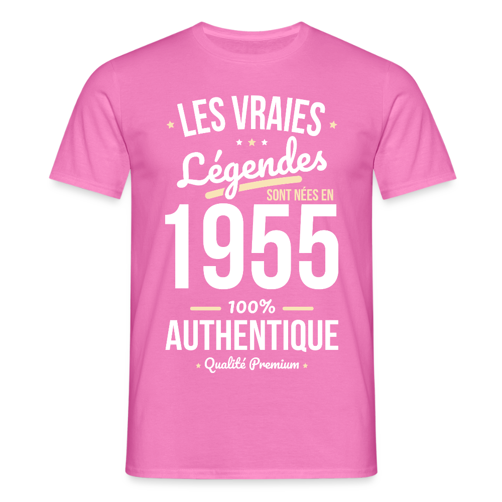 T-shirt Homme - Anniversaire 70 Ans - Les vraies Légendes sont nées en 1955 - rose