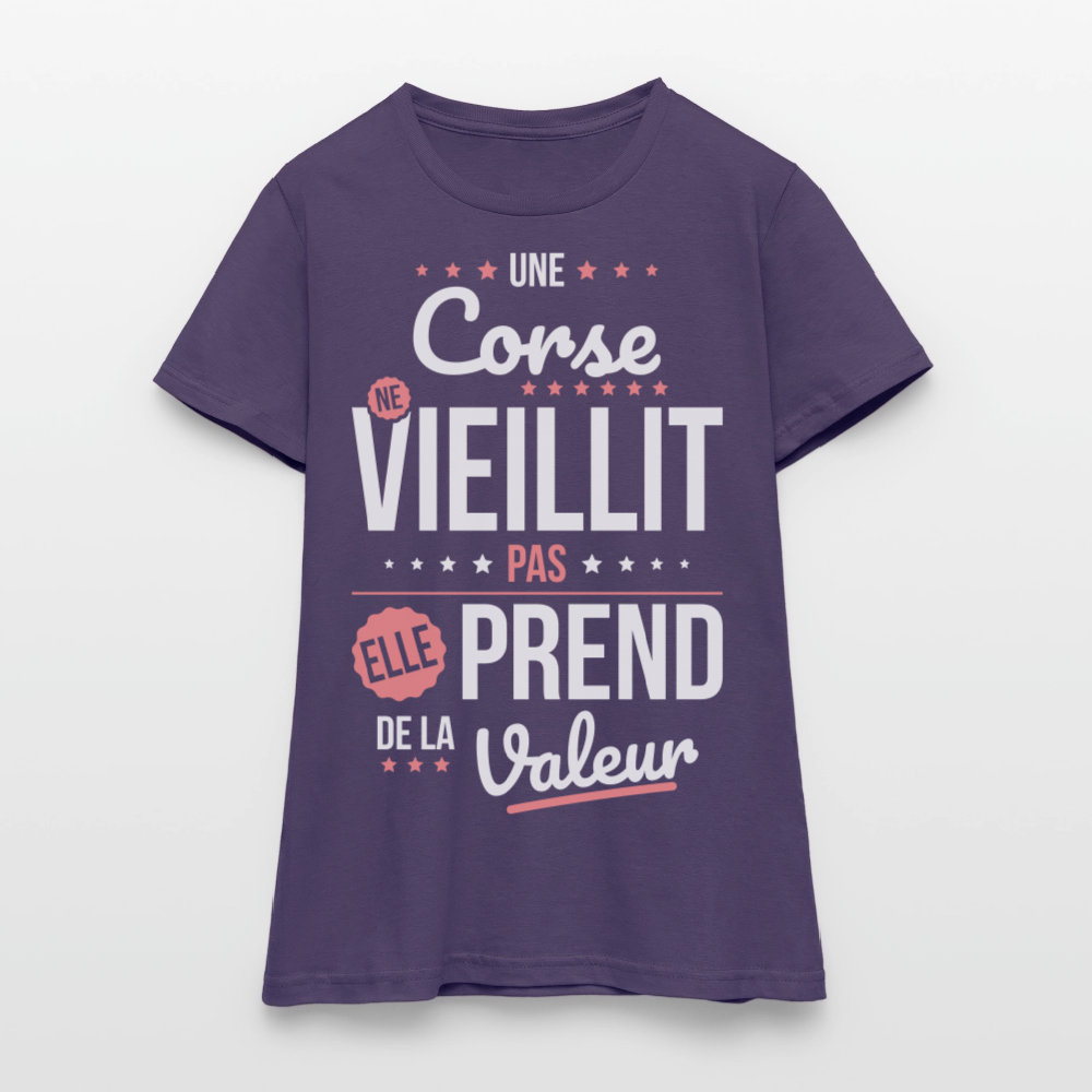 T-shirt Femme - Une Corse ne vieillit pas - violet foncé