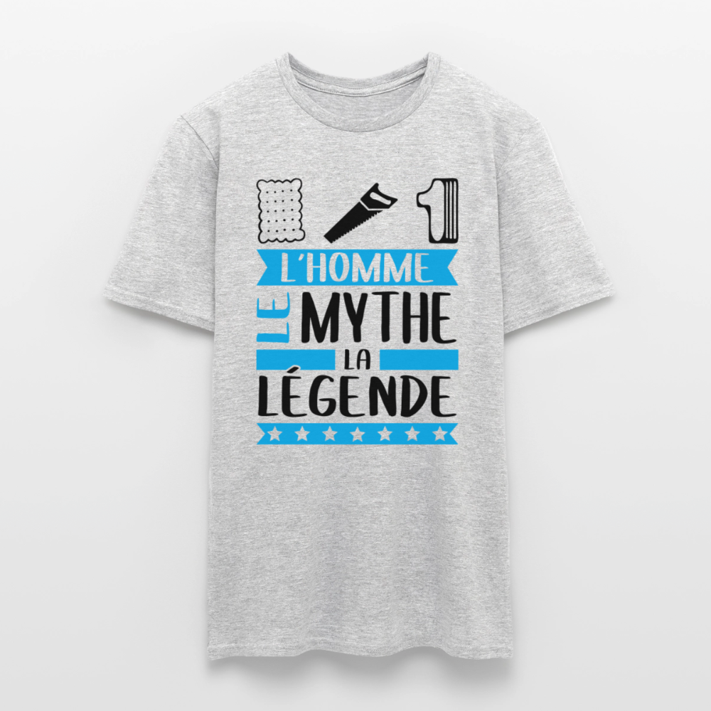T-shirt homme coloris clair Lucien en rébus – L’homme, le mythe, la légende - gris chiné