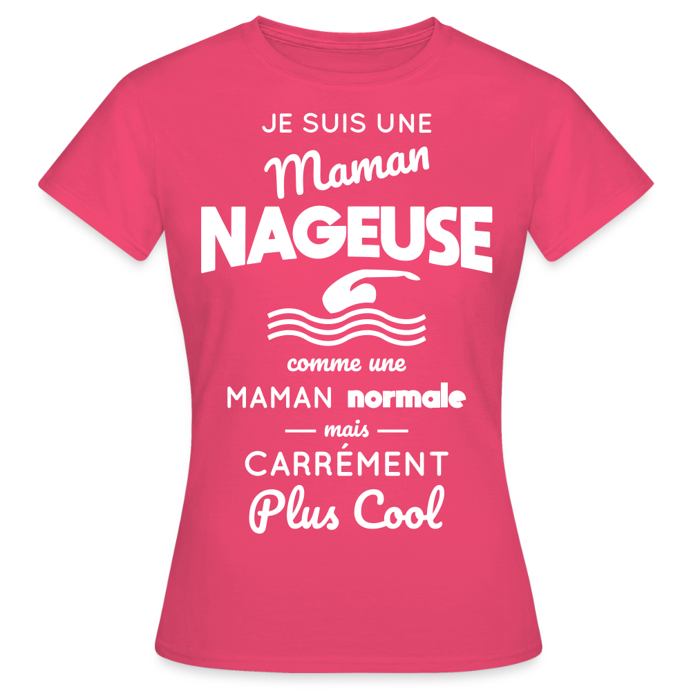 T-shirt Femme - Maman nageuse plus cool - rose azalée