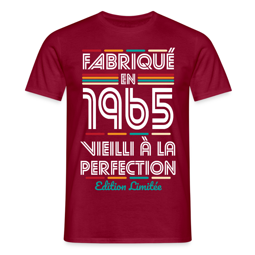 T-shirt Homme - Anniversaire 60 Ans - Fabriqué en 1965 - rouge brique