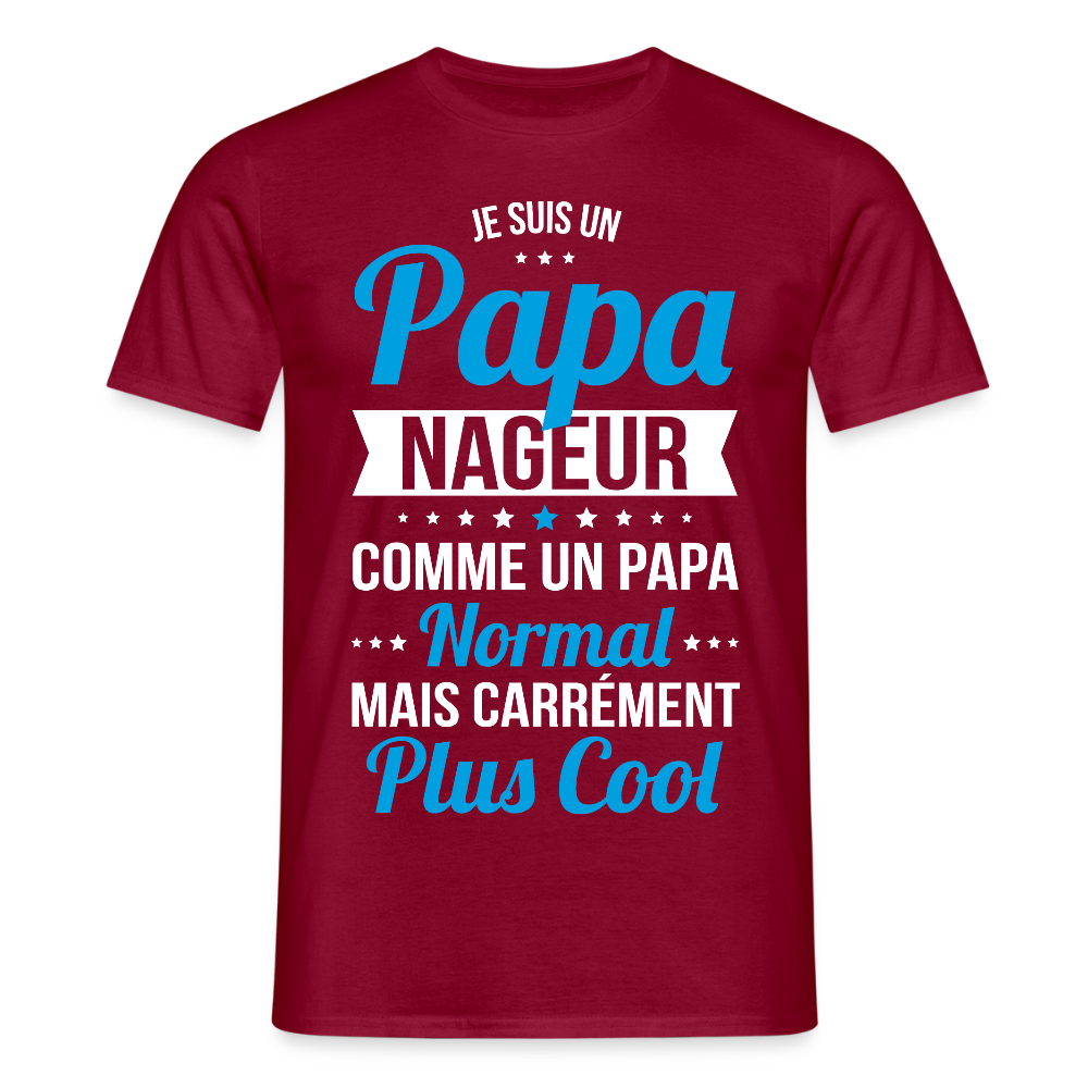 T-shirt Homme - Papa nageur plus cool - rouge brique