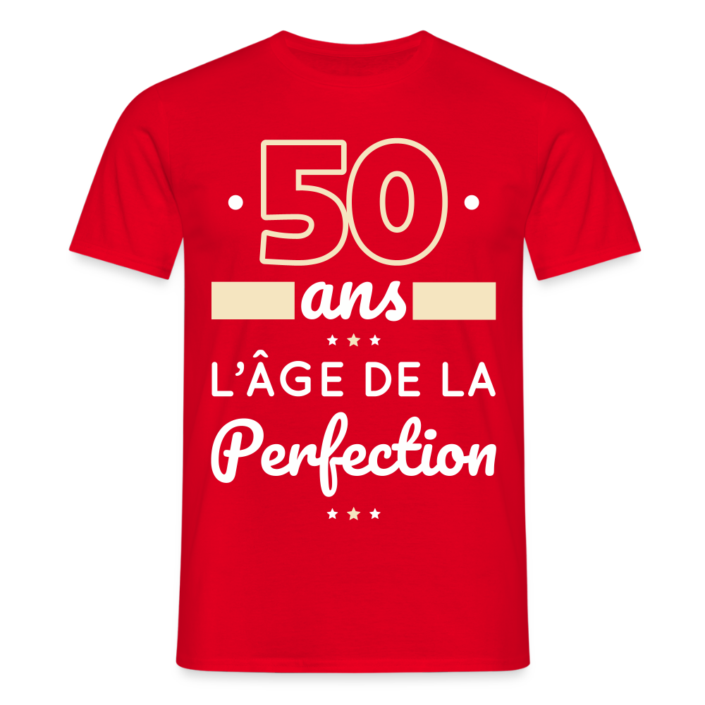T-shirt Homme - 50 ans l'âge de la perfection - rouge