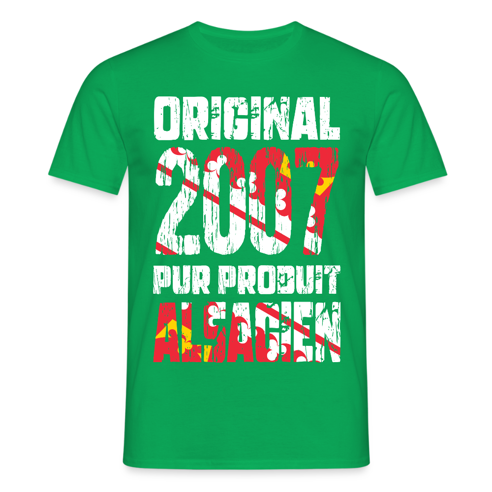 T-shirt Homme - Anniversaire 18 Ans - Original 2007 - Pur produit Alsacien - vert