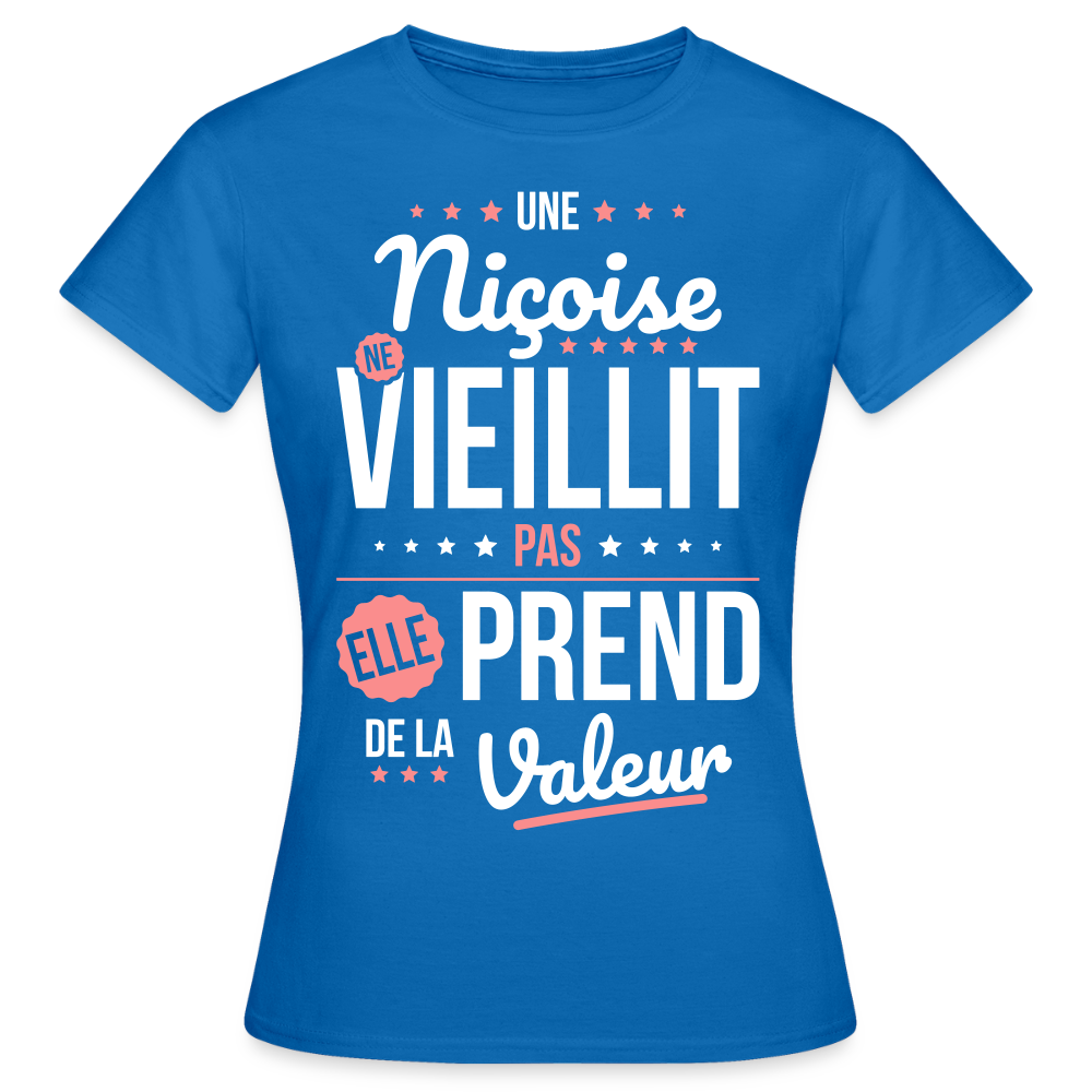 T-shirt Femme - Une Niçoise ne vieillit pas - bleu royal