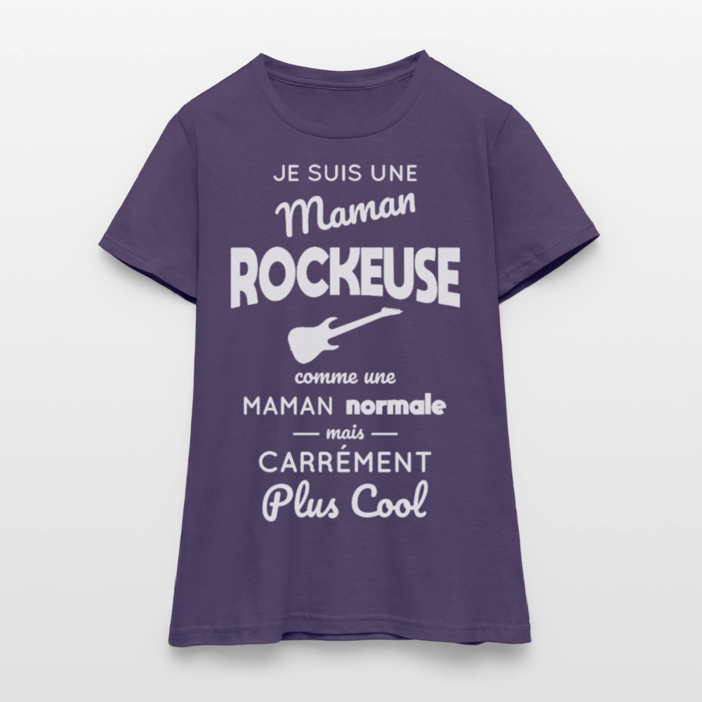 T-shirt Femme - Maman rockeuse plus cool - violet foncé