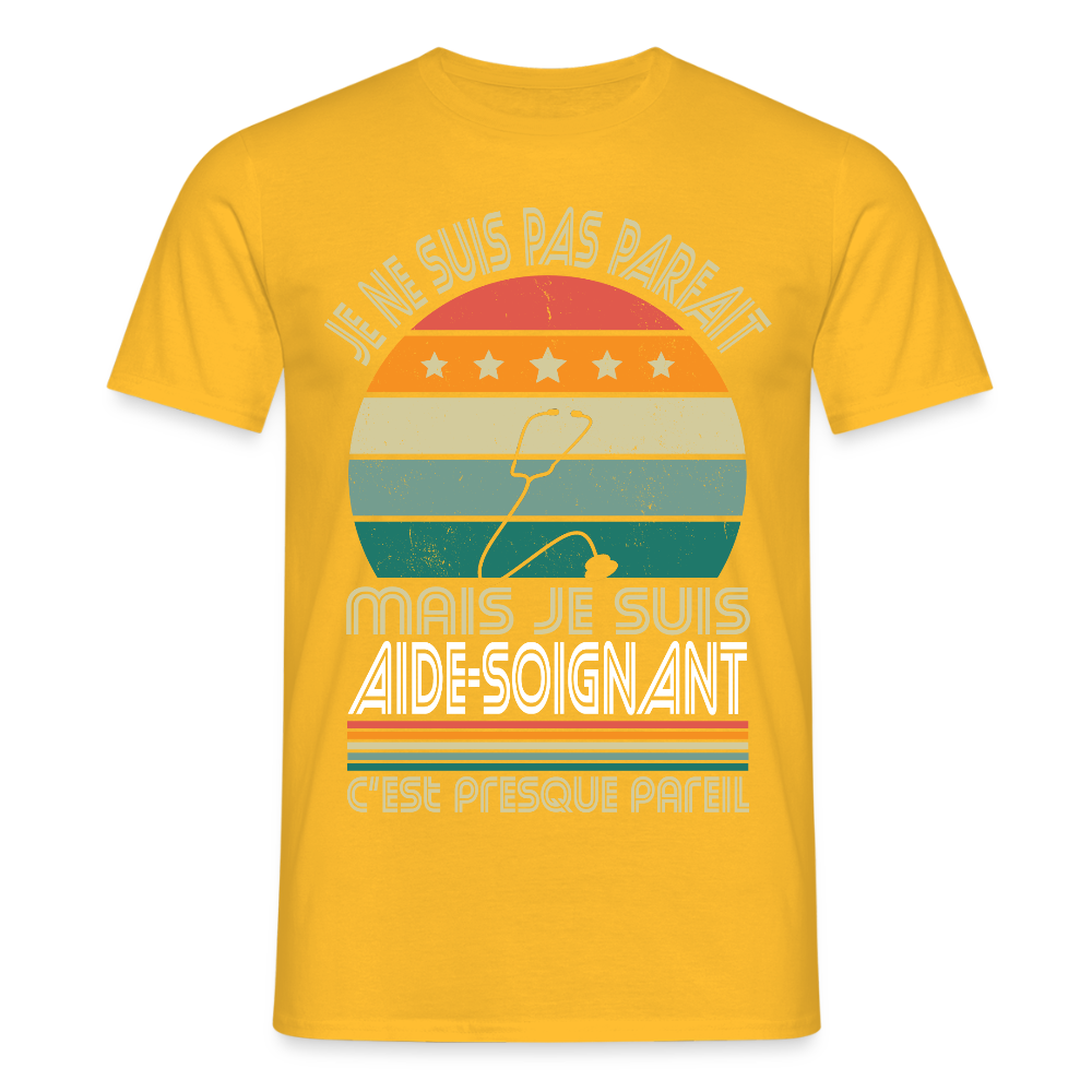 T-shirt Homme - Je ne suis pas parfait mais je suis Aide-Soignant - jaune