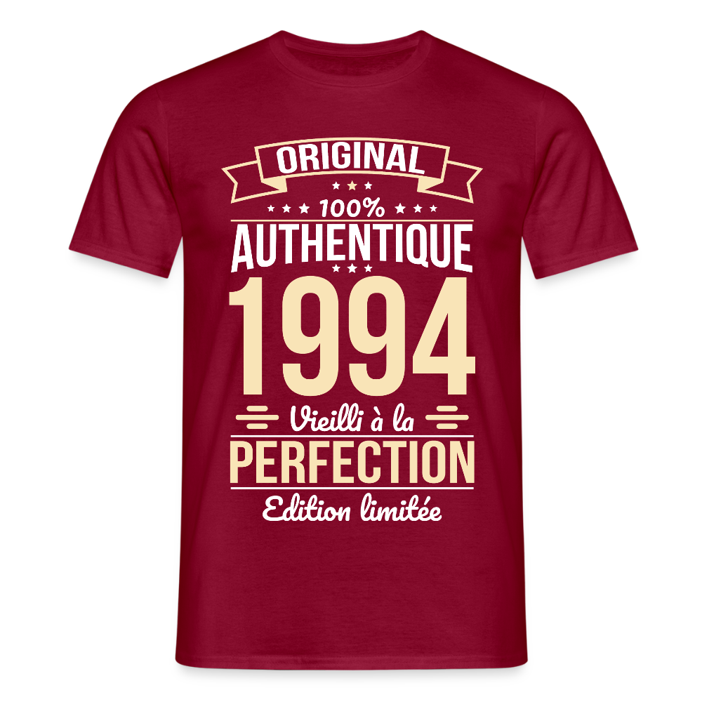 T-shirt Homme - Anniversaire 31 Ans - Original 1994 - rouge brique