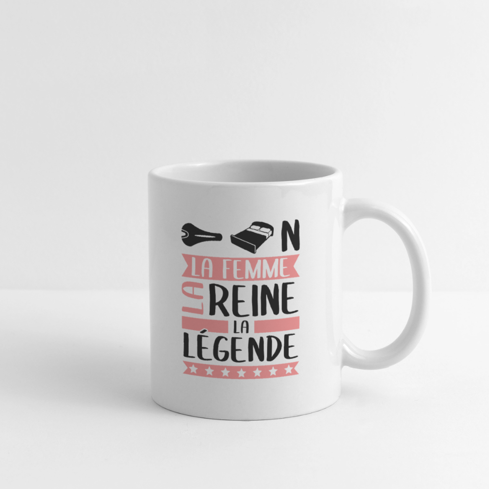 Mug blanc Céline rébus – La femme, la reine, la légende - blanc