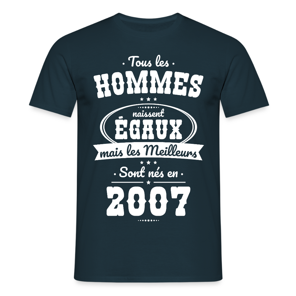 T-shirt Homme - Anniversaire 18 Ans - Les meilleurs sont nés en 2007 - marine