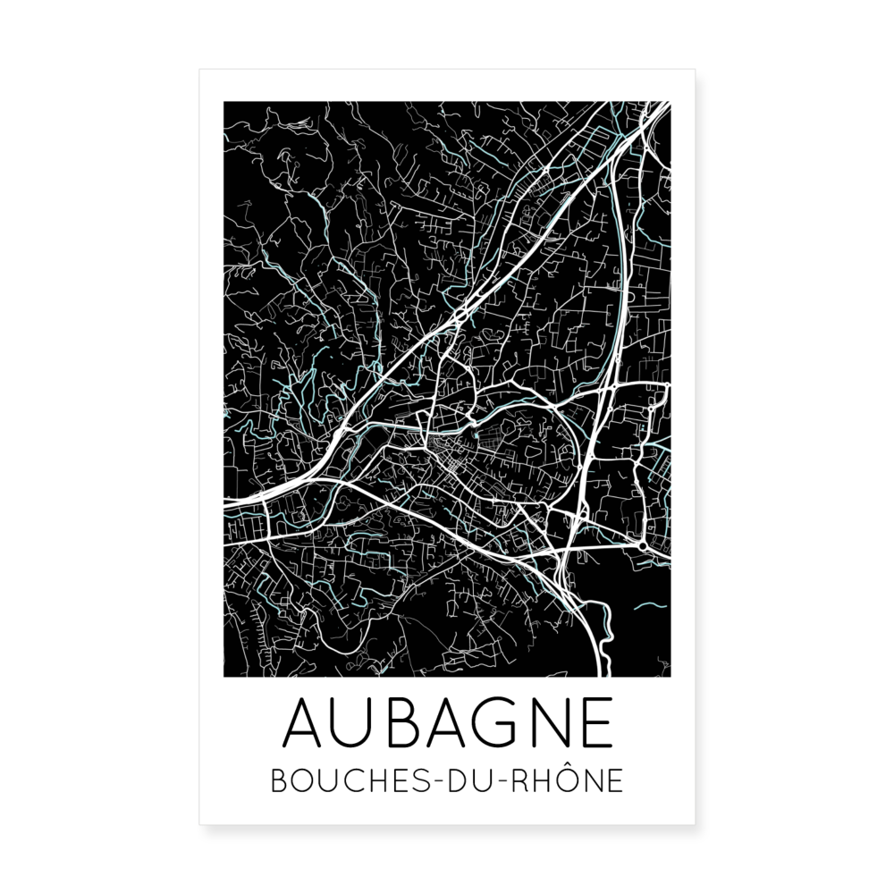 Poster Aubagne - Plan Aubagne - 20 x 30 cm - blanc