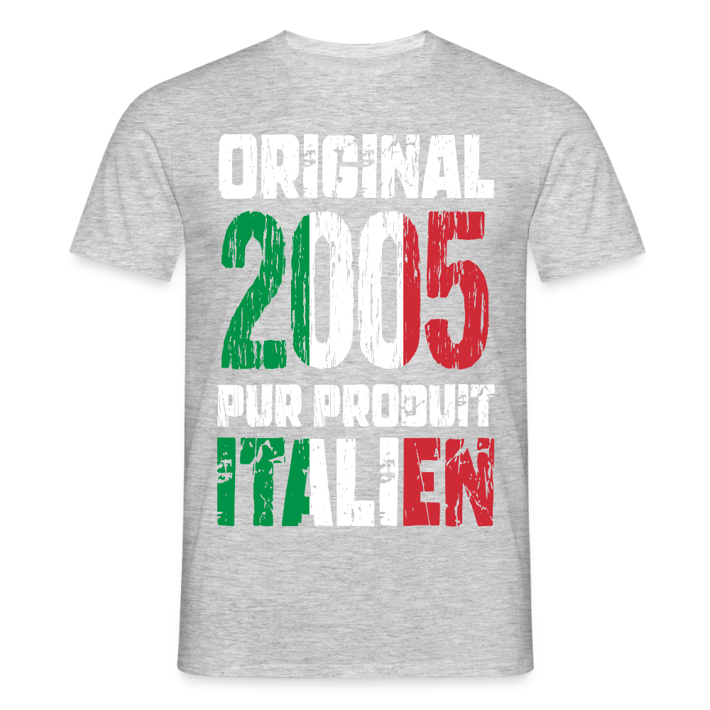 T-shirt Homme - Anniversaire 20 Ans - Original 2005 - Pur produit Italien - gris chiné