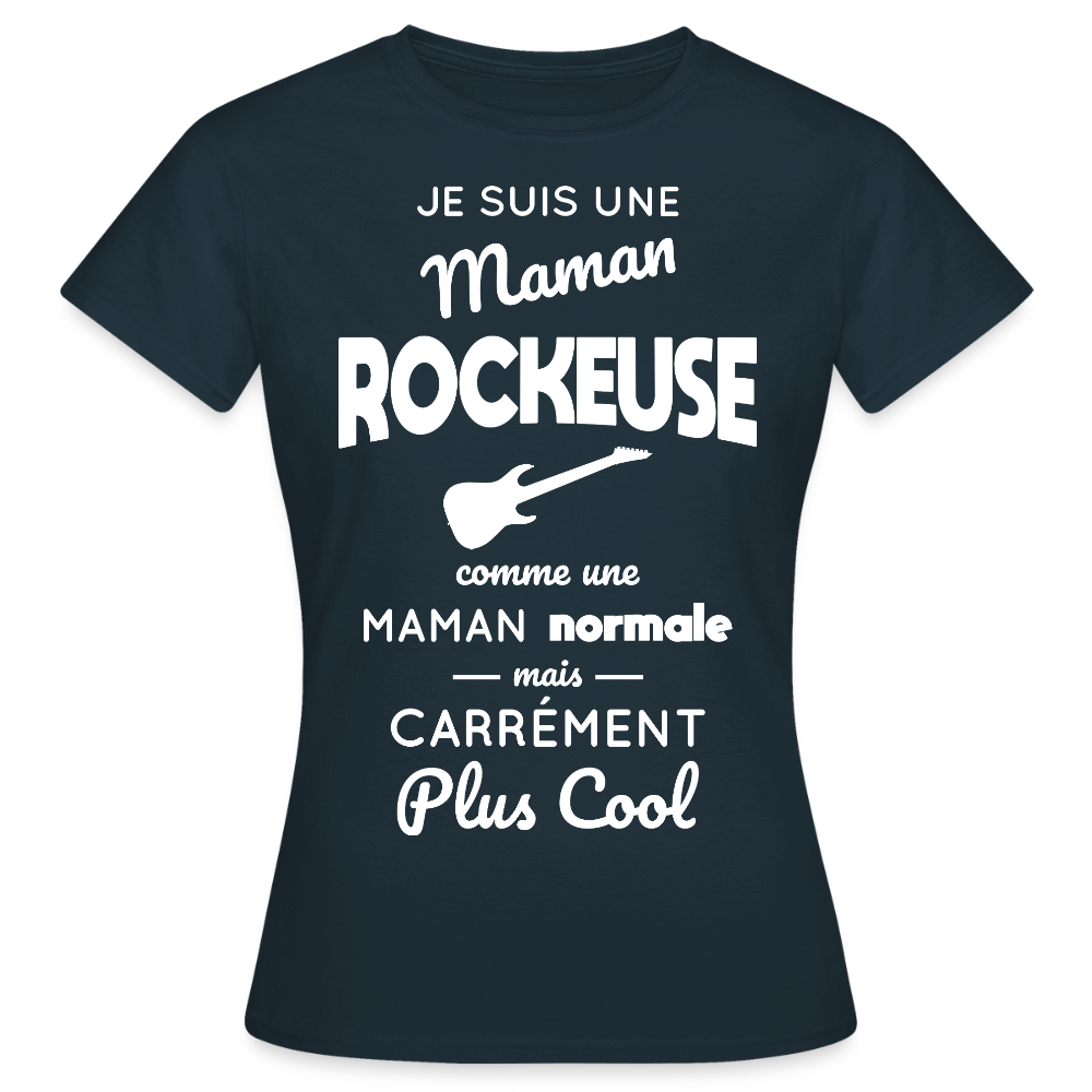T-shirt Femme - Maman rockeuse plus cool - marine