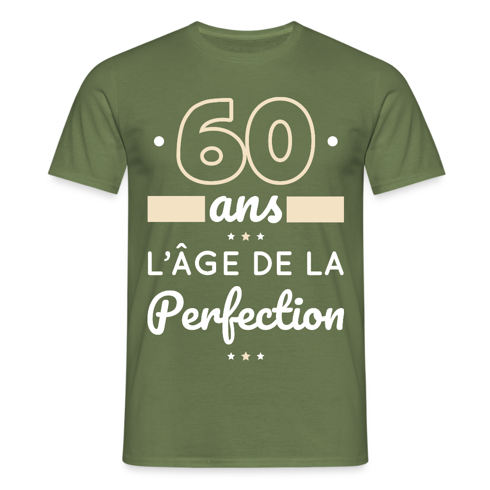 T-shirt Homme - 60 ans l'âge de la perfection - vert militaire